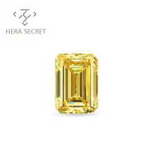 ForeverFlame fancy yellow 5ct 8mm*11mm vvs Emerald Cut diamond CVD CZ Moissanite natural diamond ring